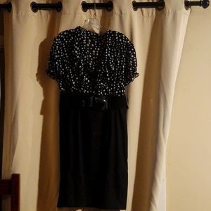 NWT AGB black polka dot dress